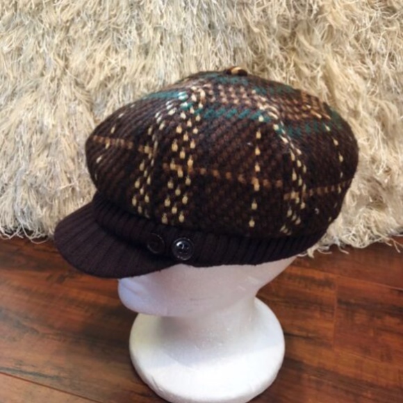Vintage Brown Plaid Newsboy Cabbie Hat - Picture 7 of 7